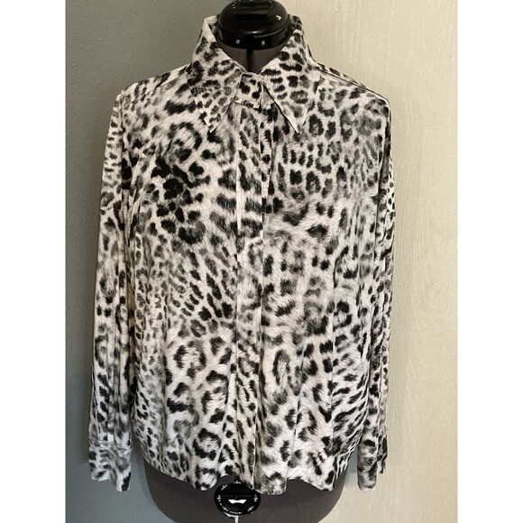 Norma Kamali Black And White Leopard Print Hook & Loop Closure Oversized Sz XS - Picture 1 of 10